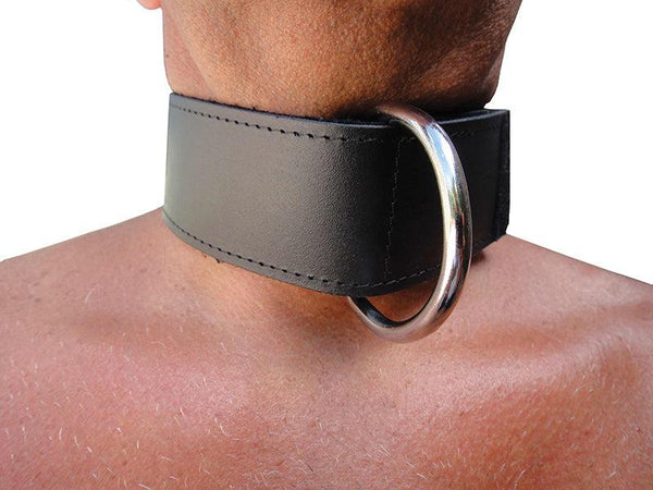 Brede Leren collar Met klittenband sluiting-Erotiekvoordeel.nl