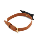 Bruin Leren collar Met Zwarte Strik En leiband-Erotiekvoordeel.nl