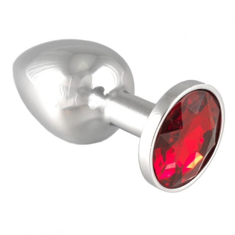 Buttplug Klein Met Rood Kristal 3 x 7.3 cm-Erotiekvoordeel.nl