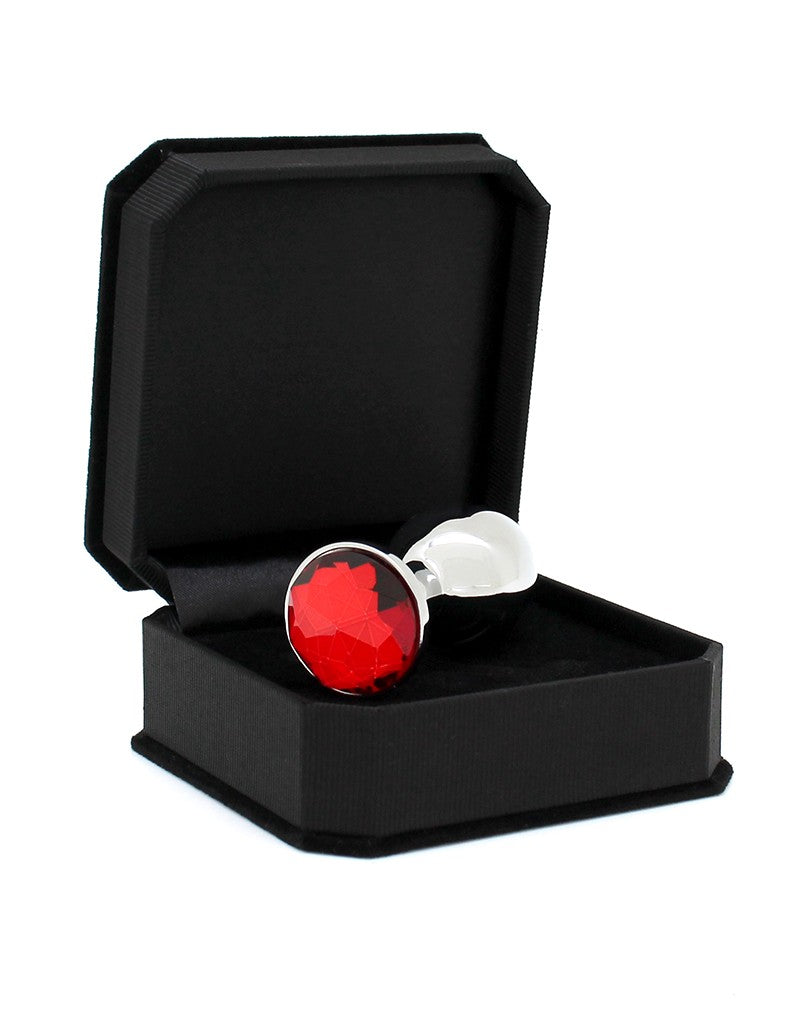 Buttplug Klein Met Rood Kristal 3 x 7.3 cm-Erotiekvoordeel.nl