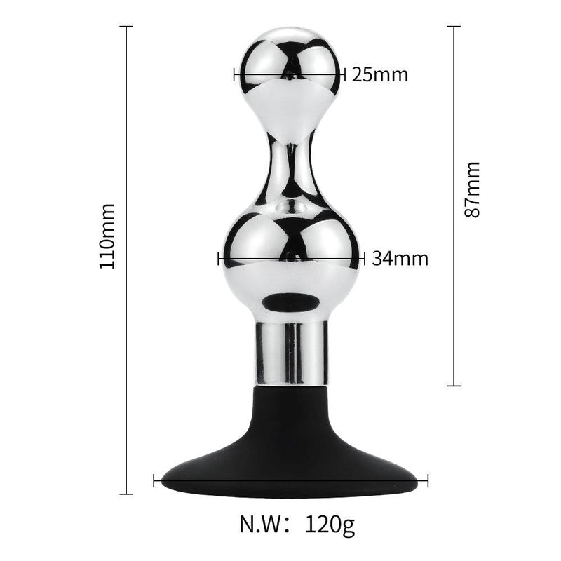 Buttplug Aluminium In zandloper-vorm Met Zuignap-Erotiekvoordeel.nl