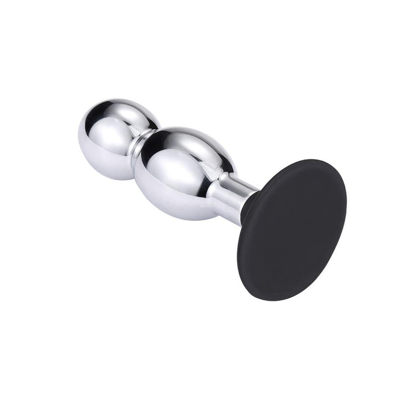 Buttplug Aluminium Met 2 Ballen En Zuignap-Erotiekvoordeel.nl