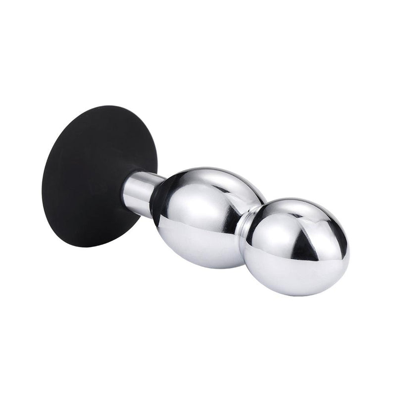 Buttplug Aluminium Met 2 Ballen En Zuignap-Erotiekvoordeel.nl