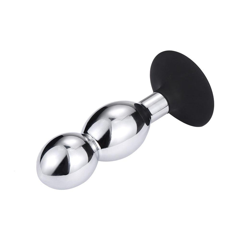 Buttplug Aluminium Met 2 Ballen En Zuignap-Erotiekvoordeel.nl