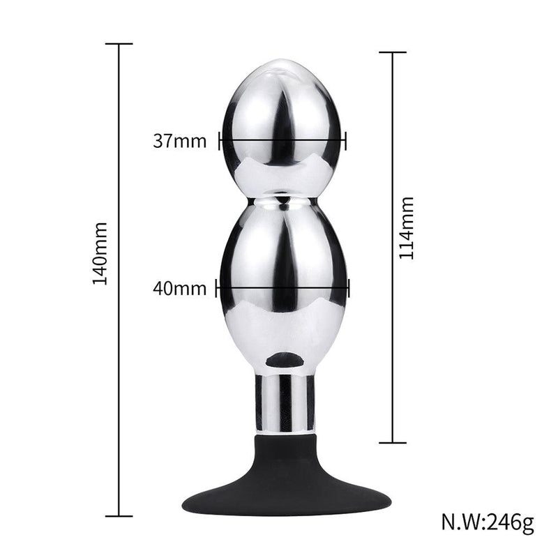 Buttplug Aluminium Met 2 Ballen En Zuignap-Erotiekvoordeel.nl