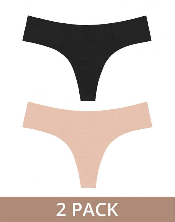 Bye Bra - Invisible Thong - String 2 pack - nude En Zwart-Erotiekvoordeel.nl