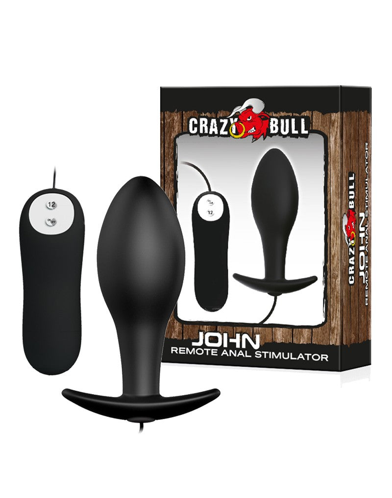 Crazy Bull - Buttplug Vibrerend Met Afstandsbediening John - Zwart-Erotiekvoordeel.nl