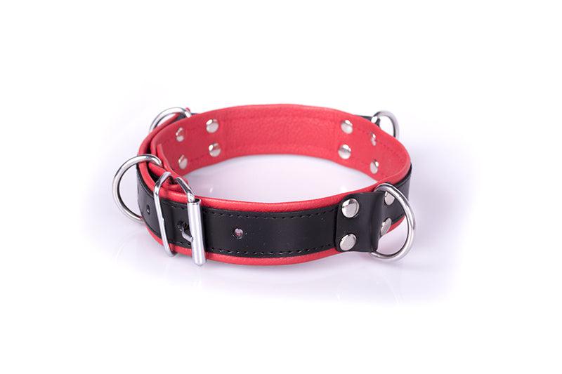 DeLuxe Bondage Collar - Zwart/Rood-Erotiekvoordeel.nl