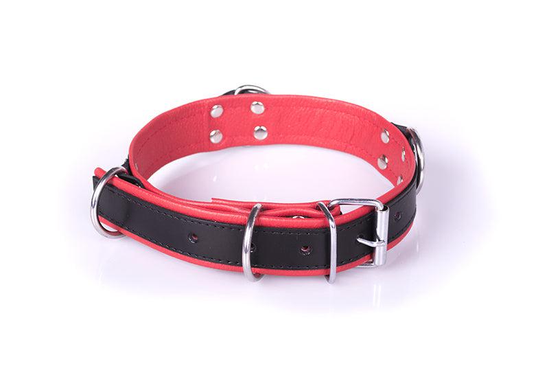 DeLuxe Bondage Collar - Zwart/Rood-Erotiekvoordeel.nl