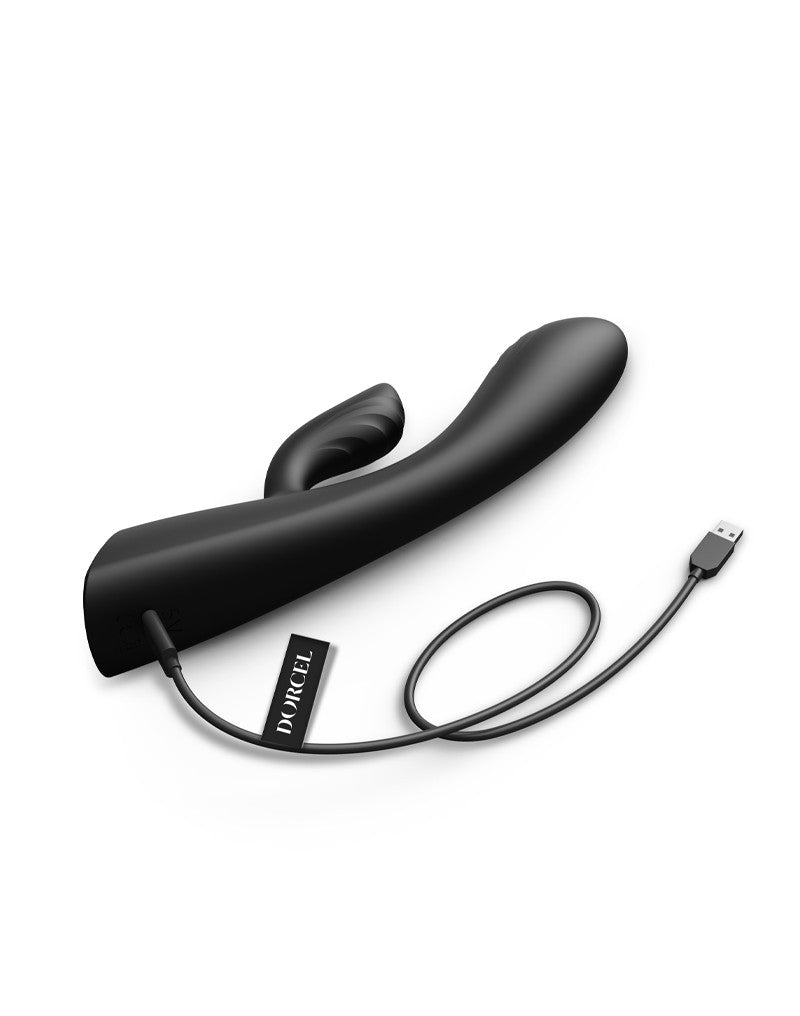 Dorcel - FLEXI RABBIT Verwarmde Tarzan Vibrator - Zwart-Erotiekvoordeel.nl