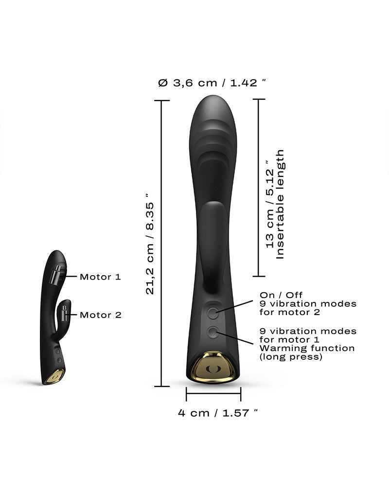 Dorcel - FLEXI RABBIT Verwarmde Tarzan Vibrator - Zwart-Erotiekvoordeel.nl