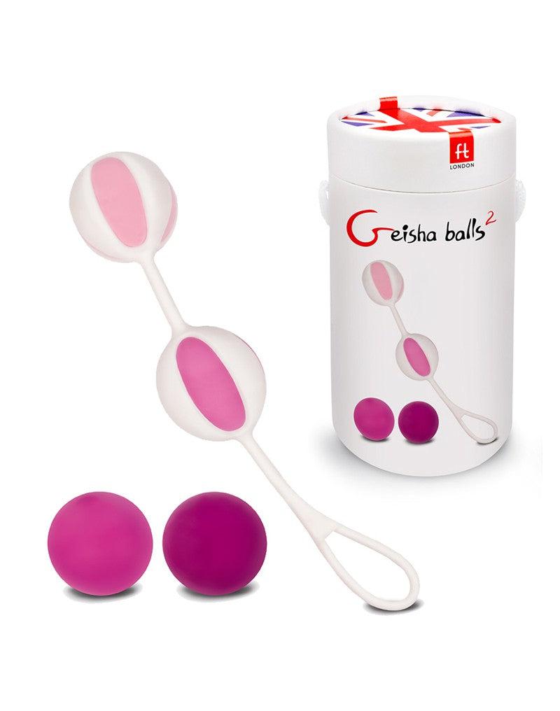 G-Vibe - Geisha Balls 2 - Vaginale Balletjes - Siliconen - Wit/Roze-Erotiekvoordeel.nl