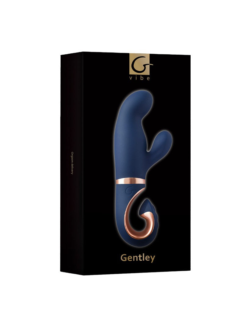 G Vibe - Gentley - Rabbit Vibrator - G-Spot en Clitoris Stimulatie - Siliconen - Blauw/Goud-Erotiekvoordeel.nl