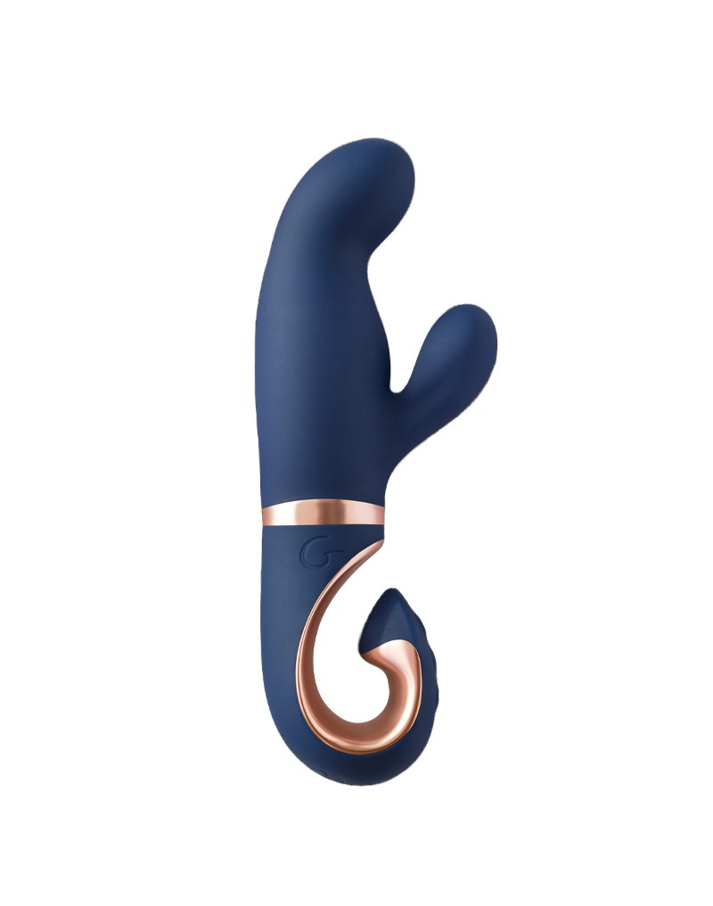 G Vibe - Gentley - Rabbit Vibrator - G-Spot en Clitoris Stimulatie - Siliconen - Blauw/Goud-Erotiekvoordeel.nl