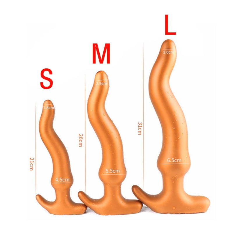 Gold Play - Soft Liquid Siliconen Anaal Dildo - Wave - Goud-Erotiekvoordeel.nl