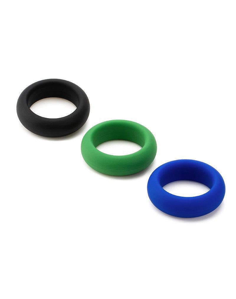 Je Joue - C-Ring Min/Med/Max Stretch - Siliconen Cockring Set - Blauw/Groen/Zwart-Erotiekvoordeel.nl