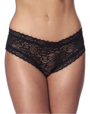 Kanten Slip Met Open achterkant En Strikjes - Zwart-Erotiekvoordeel.nl