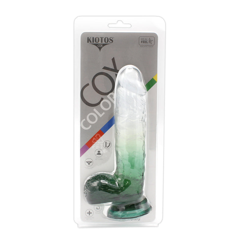 Kiotos Cox Color - Gekleurde Dildo 08 - 18,5 x 4 cm - Transparant/Groen-Erotiekvoordeel.nl