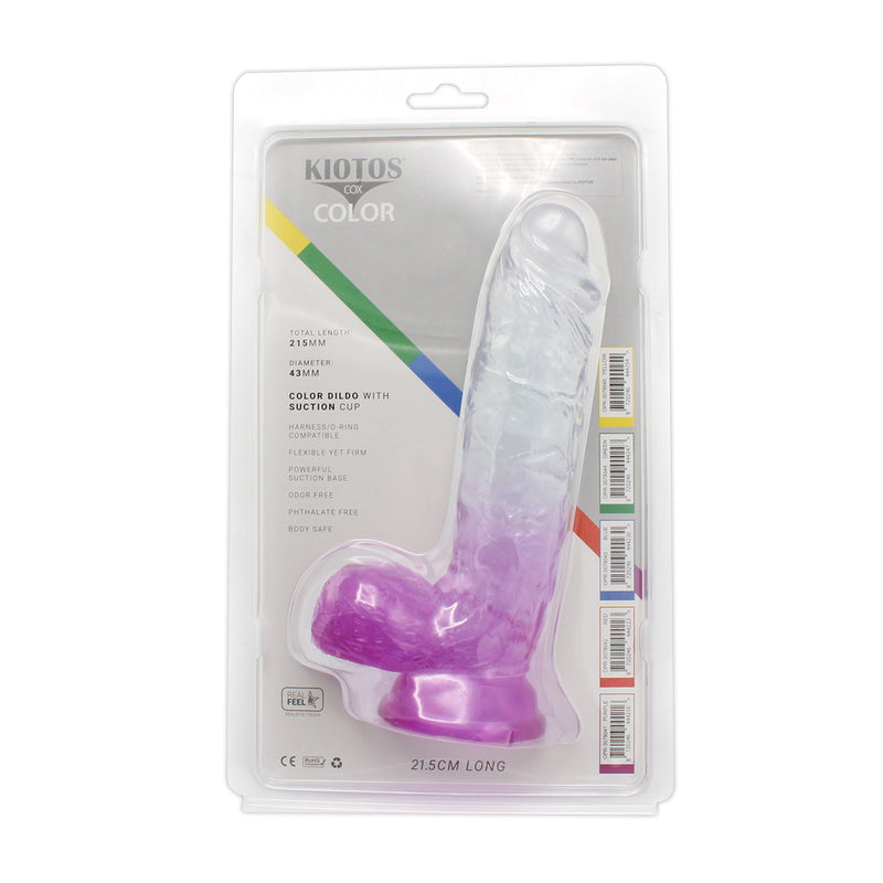 Kiotos Cox Color - Gekleurde Dildo 09 - 21,5 x 4,3 cm - Transparant/Paars-Erotiekvoordeel.nl