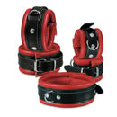 Kiotos Leather - Leren Enkelboeien 5 cm Breed Gevoerd - Zwart/Rood-Erotiekvoordeel.nl