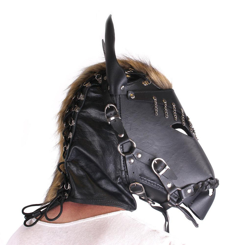 Kiotos Leather - Paardenmasker - Leer - Zwart-Erotiekvoordeel.nl