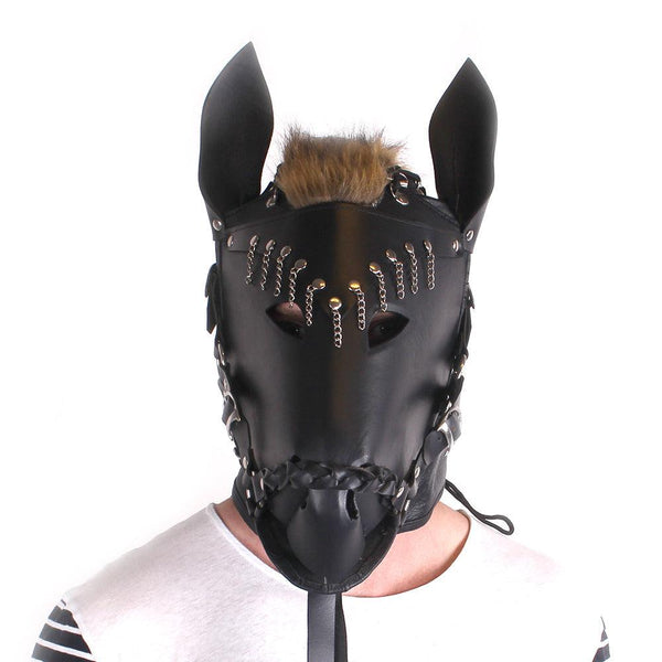 Kiotos Leather - Paardenmasker - Leer - Zwart-Erotiekvoordeel.nl