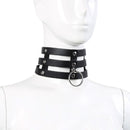 Kiotos Leather - Triple O-Ring Collar - Body Safe Kunstleer - Omtrek: 29/38 cm - 60 gr-Erotiekvoordeel.nl