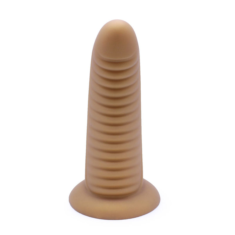 Kiotos Ribbed Penis XL Shinny Flesh Suction Dildo - Amazing Shinny Gold/Flesh Silicone - 8 cm diameter x 30 cm lang-Erotiekvoordeel.nl