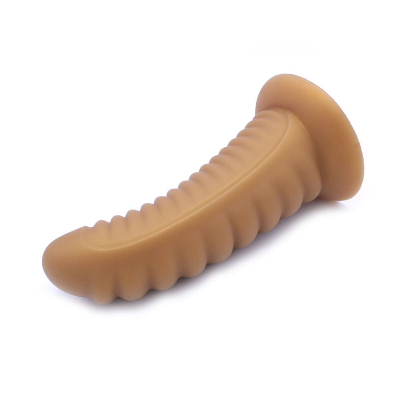 Kiotos Ribbed Penis XL Shinny Flesh Suction Dildo - Amazing Shinny Gold/Flesh Silicone - 8 cm diameter x 30 cm lang-Erotiekvoordeel.nl