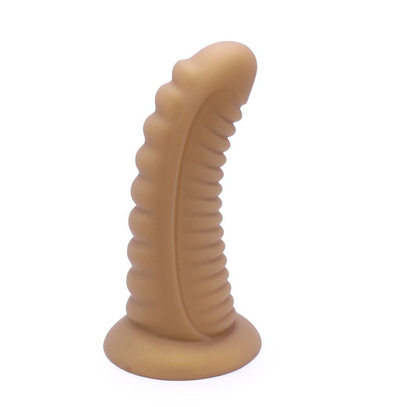 Kiotos Ribbed Penis XL Shinny Flesh Suction Dildo - Amazing Shinny Gold/Flesh Silicone - 8 cm diameter x 30 cm lang-Erotiekvoordeel.nl