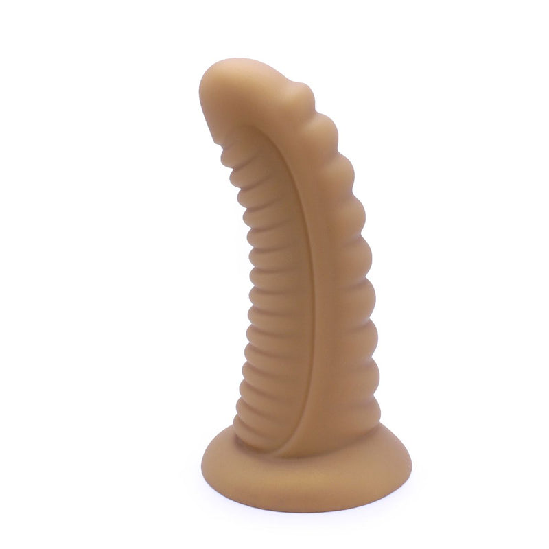 Kiotos Ribbed Penis XL Shinny Flesh Suction Dildo - Amazing Shinny Gold/Flesh Silicone - 8 cm diameter x 30 cm lang-Erotiekvoordeel.nl