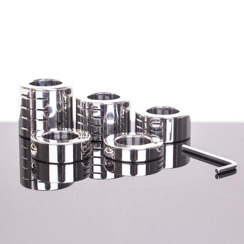 Kiotos Steel - Ballstretcher RVS Met Groeven Scharnierend 56 mm Hoog Ø 35 mm-Erotiekvoordeel.nl