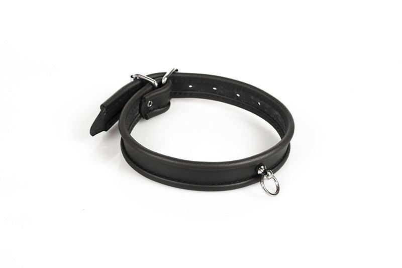 Klassieke Lederen Vrouwen Collar Met Gesp En O-Ring – Zwart-Erotiekvoordeel.nl