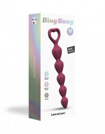 Love to Love - Anaal Ketting Met Hartvormig Handvat BING BANG - Roze - Maat M-Erotiekvoordeel.nl