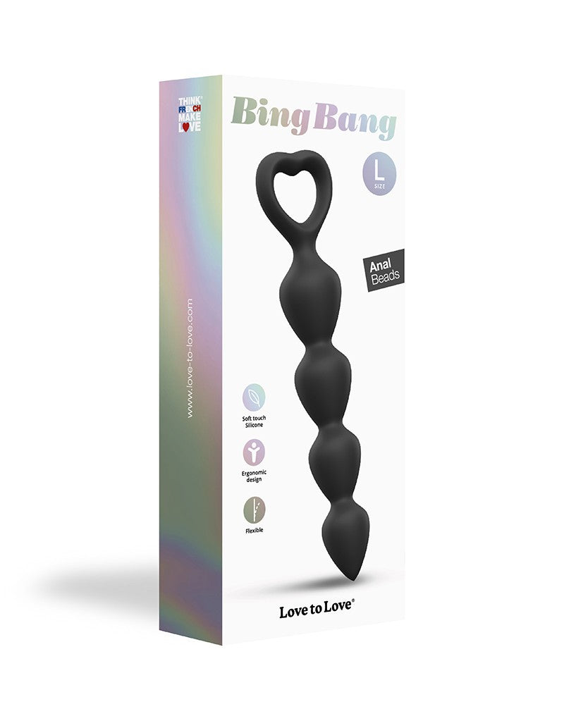 Love to Love - Anaal Ketting Met Hartvormig Handvat BING BANG - Zwart - Maat L-Erotiekvoordeel.nl