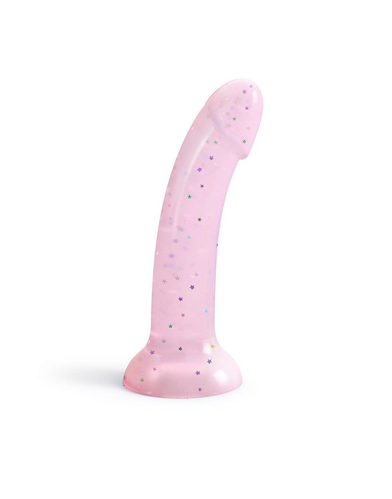 Love to Love - Dildo - Dildoll Starlight - Buigbaar - Siliconen - Met Gouden Glitterende Sterren - Roze-Erotiekvoordeel.nl