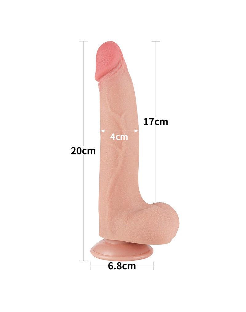 LoveToy - Dildo - Glijdende Huid Dildo - Lengte 20 cm - Diameter 3.8 cm - Lichte Huidskleur-Erotiekvoordeel.nl