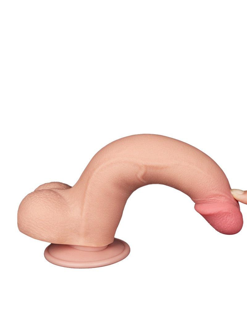 LoveToy - Dildo - Glijdende Huid Dildo - Lengte 20 cm - Diameter 3.8 cm - Lichte Huidskleur-Erotiekvoordeel.nl