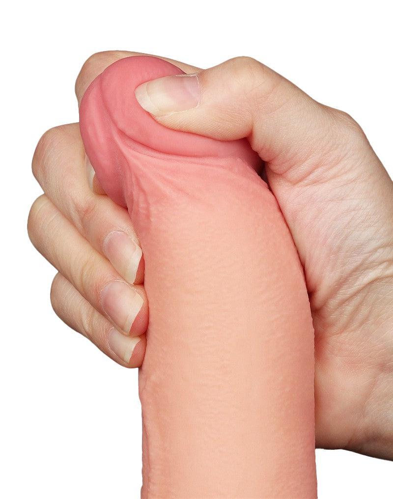 LoveToy - Dildo - Glijdende Huid Dildo - Lengte 20 cm - Diameter 3.8 cm - Lichte Huidskleur-Erotiekvoordeel.nl