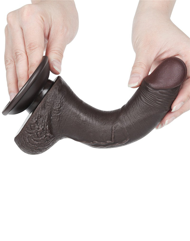 LoveToy - Dildo Met Sliding Skin Technologie - 19,5 cm x Ø 3,5 cm - Bruin-Erotiekvoordeel.nl