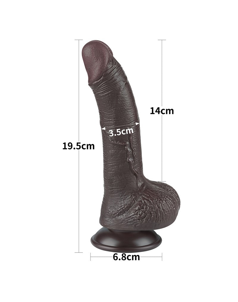 LoveToy - Dildo Met Sliding Skin Technologie - 19,5 cm x Ø 3,5 cm - Bruin-Erotiekvoordeel.nl