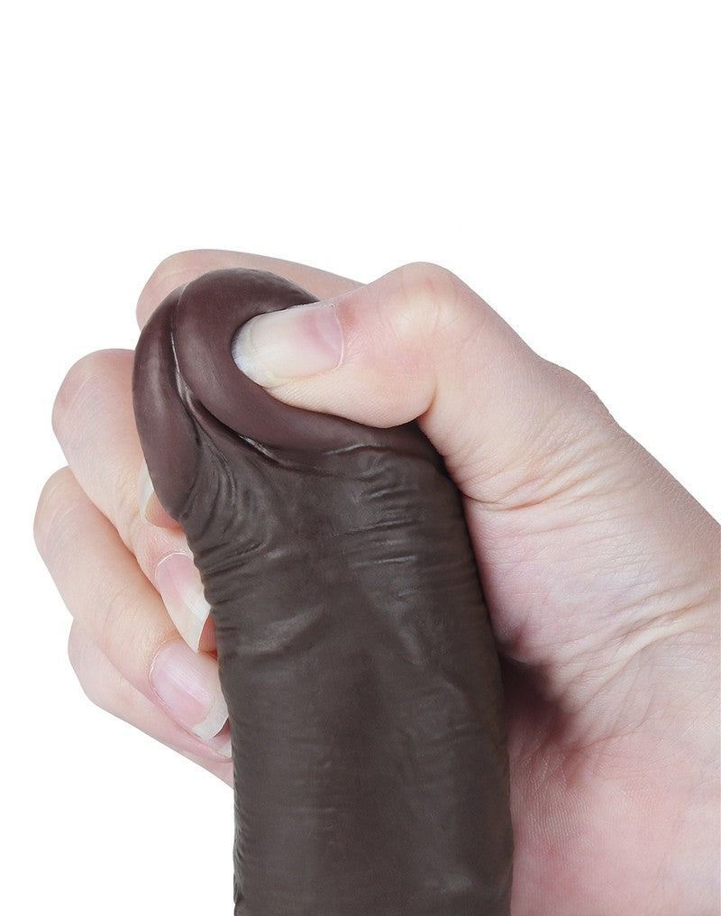 LoveToy - Dildo Met Sliding Skin Technologie - 19,5 cm x Ø 3,5 cm - Bruin-Erotiekvoordeel.nl