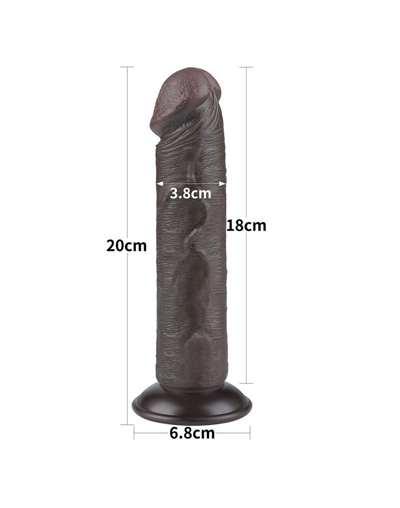 LoveToy - Dildo Met Sliding Skin Technologie - 20 cm x Ø 3,8 cm - Zwart-Erotiekvoordeel.nl