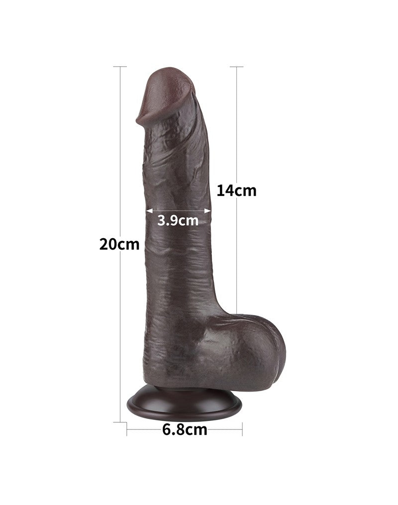 LoveToy - Dildo Met Sliding Skin Technologie - 20 cm x Ø 3,9 cm - Bruin-Erotiekvoordeel.nl