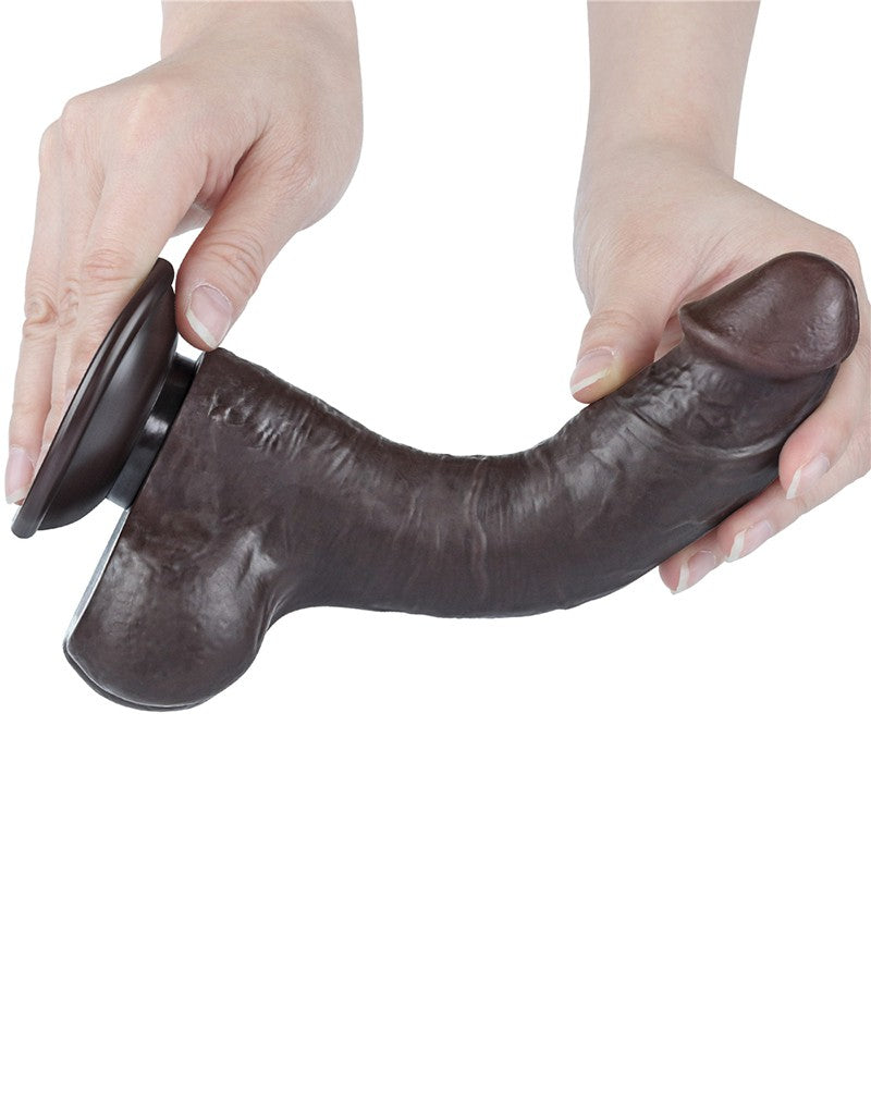 LoveToy - Dildo Met Sliding Skin Technologie - 20 cm x Ø 3,9 cm - Bruin-Erotiekvoordeel.nl