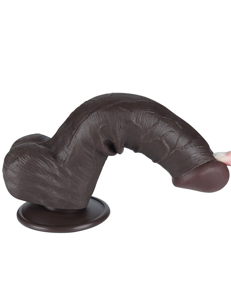 LoveToy - Dildo Met Sliding Skin Technologie - 20,8 cm x Ø 4 cm - Bruin-Erotiekvoordeel.nl