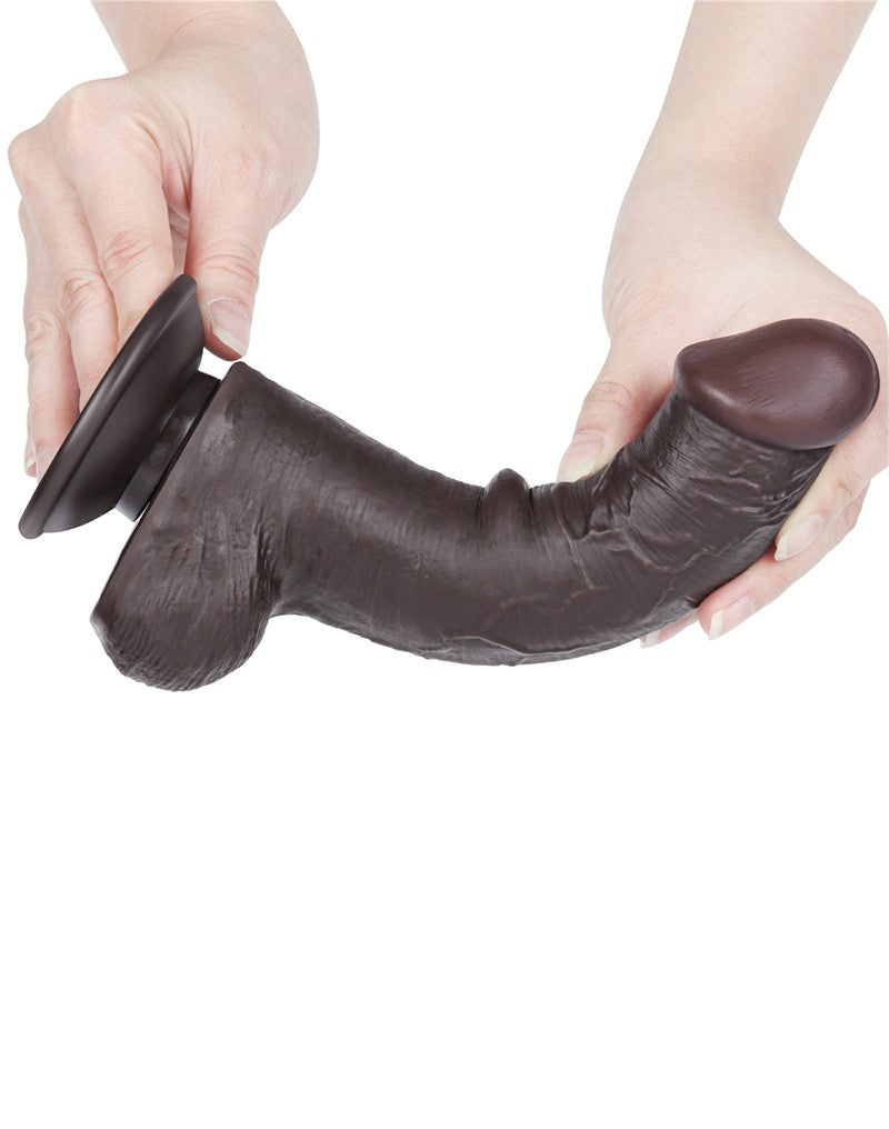 LoveToy - Dildo Met Sliding Skin Technologie - 20,8 cm x Ø 4 cm - Bruin-Erotiekvoordeel.nl