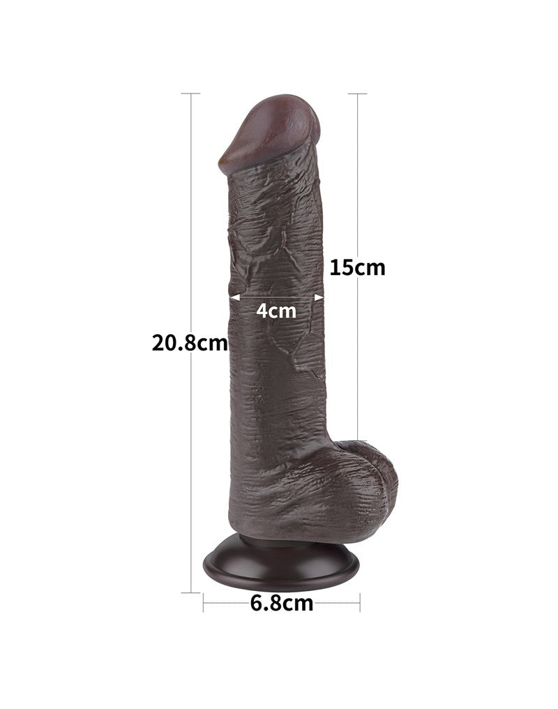 LoveToy - Dildo Met Sliding Skin Technologie - 20,8 cm x Ø 4 cm - Bruin-Erotiekvoordeel.nl