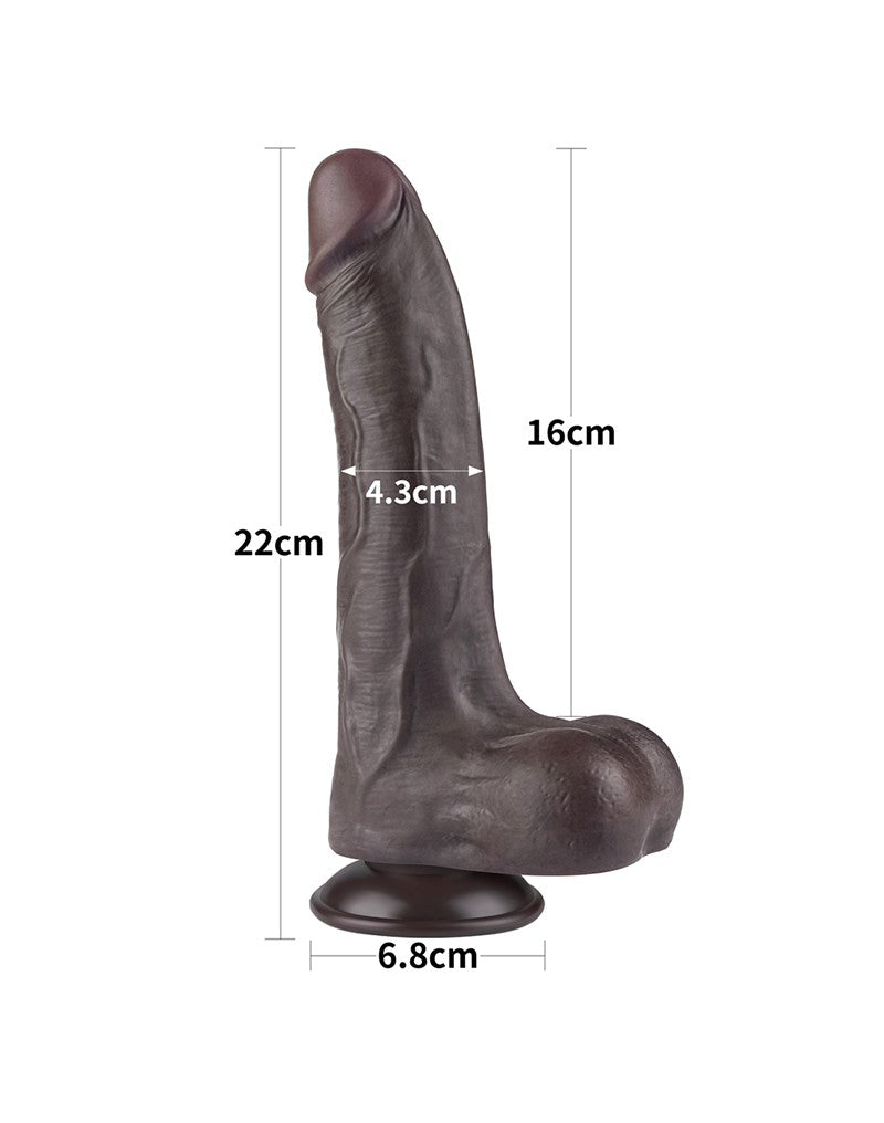 LoveToy - Dildo Met Sliding Skin Technologie - 22 cm x Ø 4,3 cm - Zwart-Erotiekvoordeel.nl