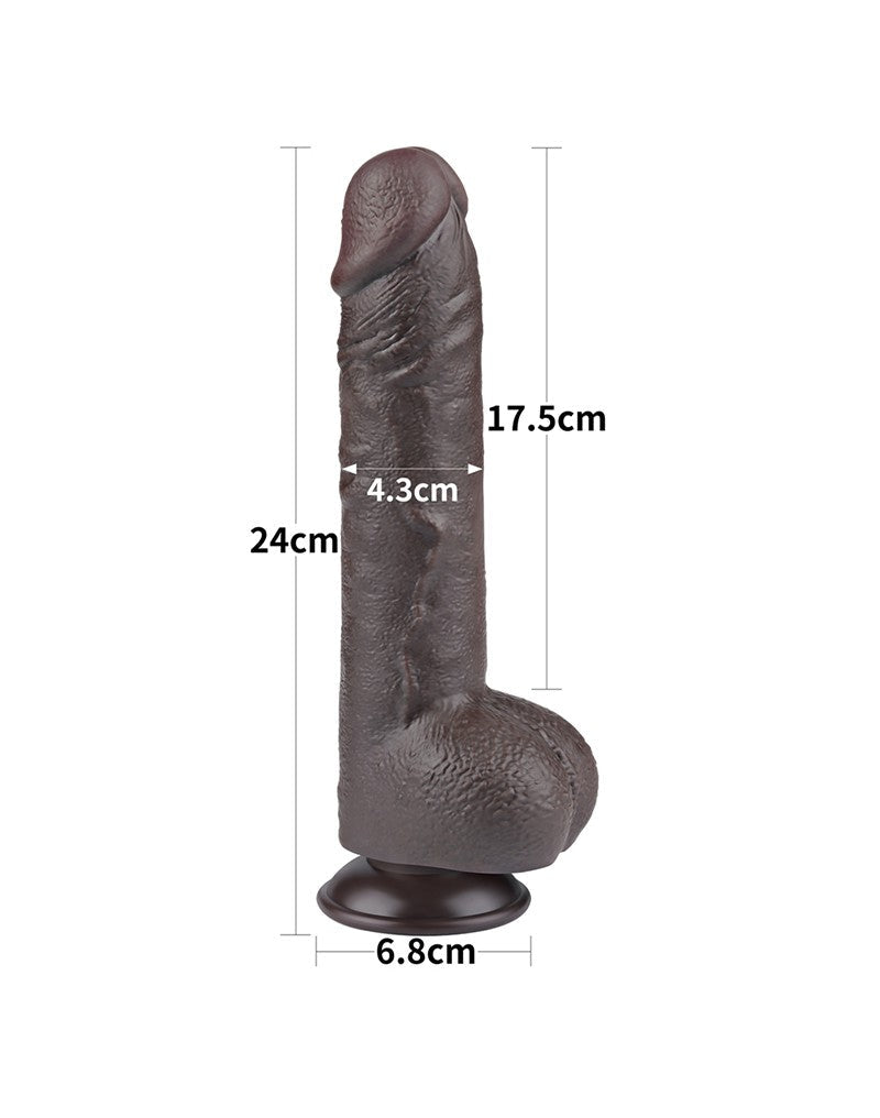 LoveToy - Dildo Met Sliding Skin Technologie - 24 cm x Ø 4,3 cm - Zwart-Erotiekvoordeel.nl